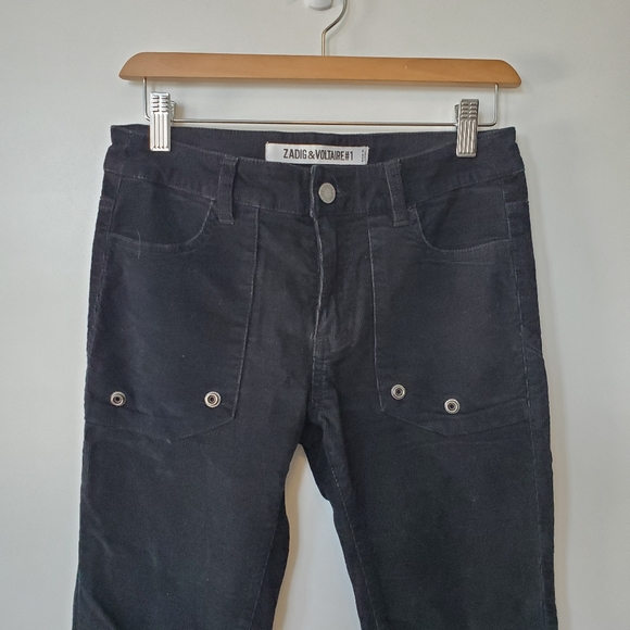 Zadig & Voltaire Corduroy Black Ankle Zip Pants - Picture 2 of 7